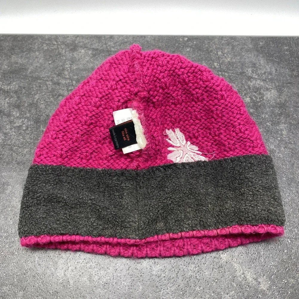 Mammut Pink‎ Knit Pommel Beanie Ski Hat Top Pom Fleece Lining One Size Germany